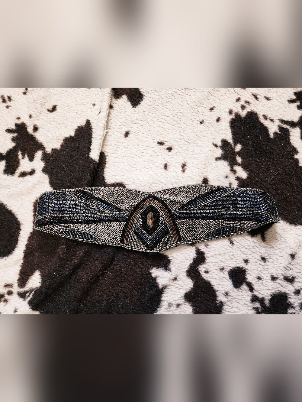 WOMEN'S 80'S VINTAGE BEADED WIDE BELT - BLACK